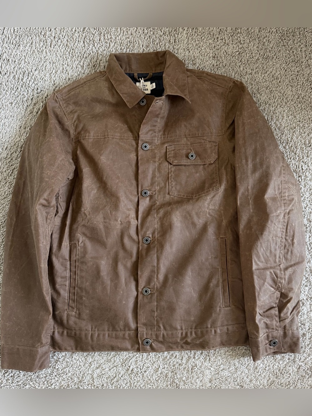 Flint & Tinder Flannel-Lined Waxed Trucker Havana Jacket